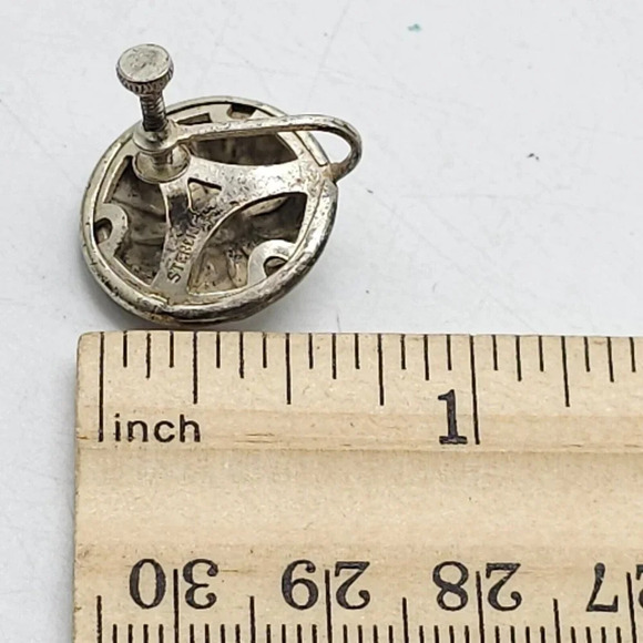 Sterling Silver Floral Design Engraved Boho Earrings Spring Ring Closure Vintage - Picture 6 of 6